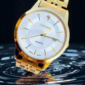 ساعت مچی مردانه سیتیزن (citizen) با بند و و قاب طلایی لاکچری