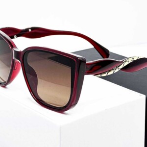 عینک آفتابی زنانه فشن بورگاندی با عدسی قهوه‌ای گرادیانت (UV400)