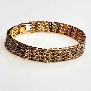 دستبند زنانه سیاه قلم نگین‌دار طرح کلاسیک لوکس